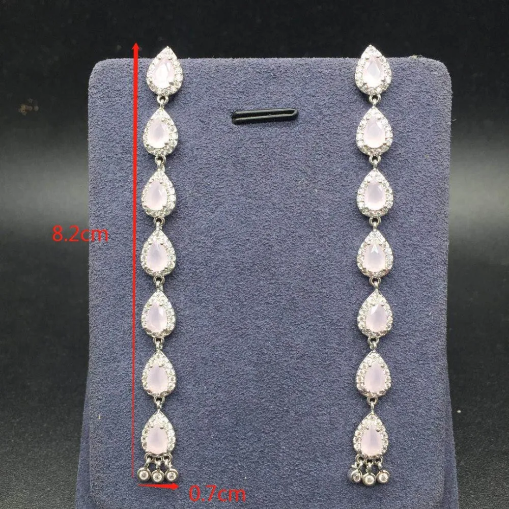 Роскошные трендовые серьги карамельного цвета с фианитом класса ААА длинные