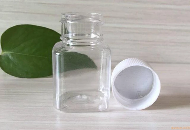 

FREE SHIPPING 30ml Transparent PET Small Square Bottle Screw Cap Plastic Sample Bottle Pill Bottles Clear Capsule Bottle #1213