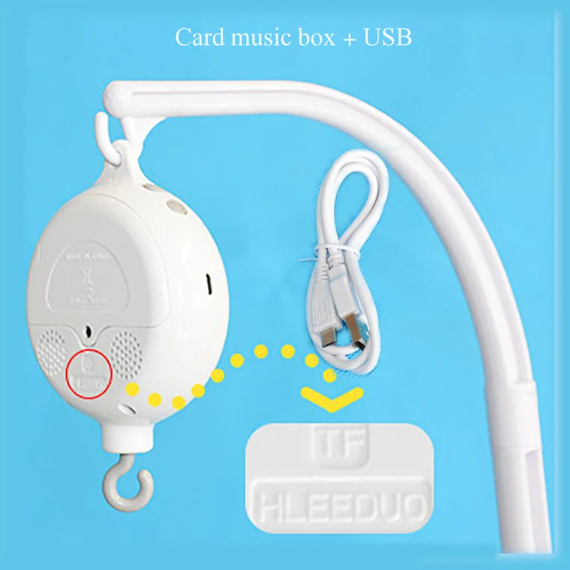 GQ005-CK USB Кровать колокольчик пульт дистанционного управления игрушка 35 детская песня вращающаяся пианино кроватка музыкальная шкатулка колокольчик Игрушка 128 Мб SD карта USB зарядное устройство скачать песня - Цвет: GQ005-CK USB