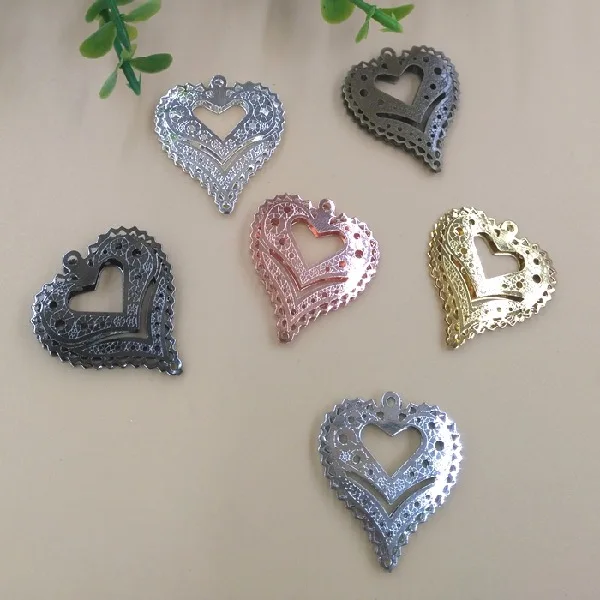 30*27 мм Сердце DIY филигранная подвеска с лепестками медь античной бронзой/розовое