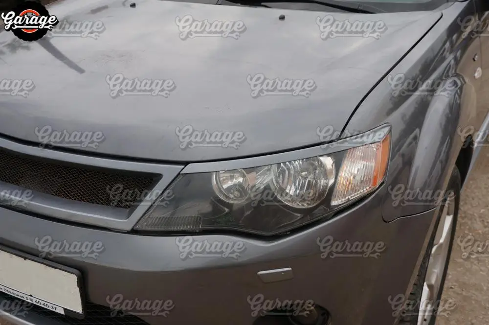 Накладки для передних фар Mitsubishi Outlander 2007 2009 из АБС пластика|Хромирование| |