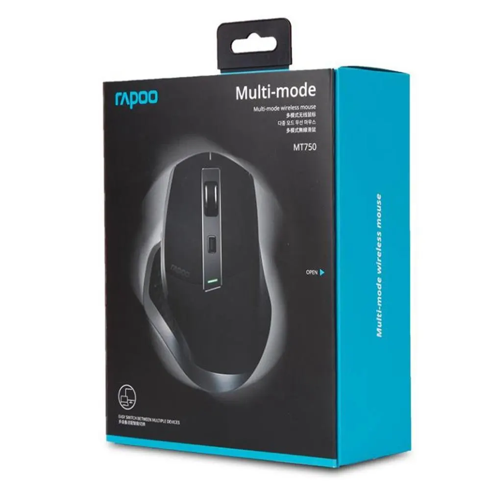 Новая перезаряжаемая многофункциональная беспроводная мышь Rapoo MT750 переключение