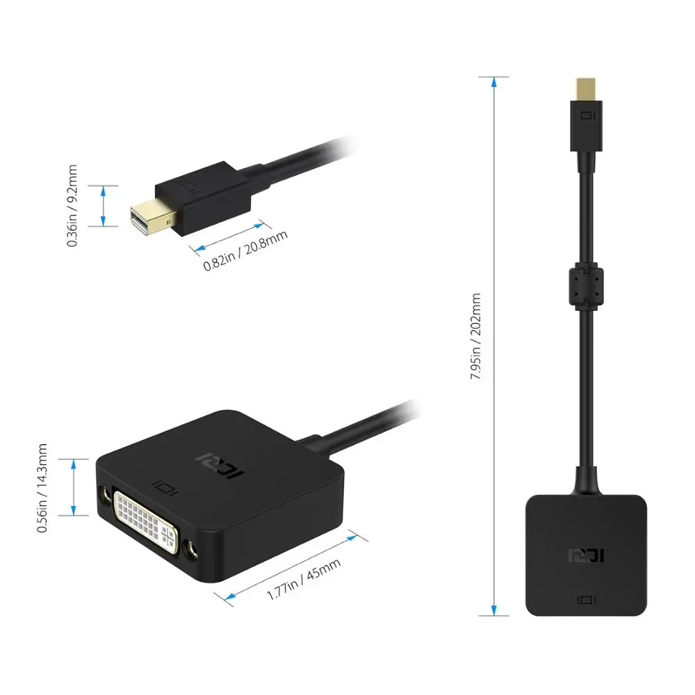 ICZI мини дисплейный порт к DVI адаптер DP конвертер для MacBook iMac Pro Surface Pro| |