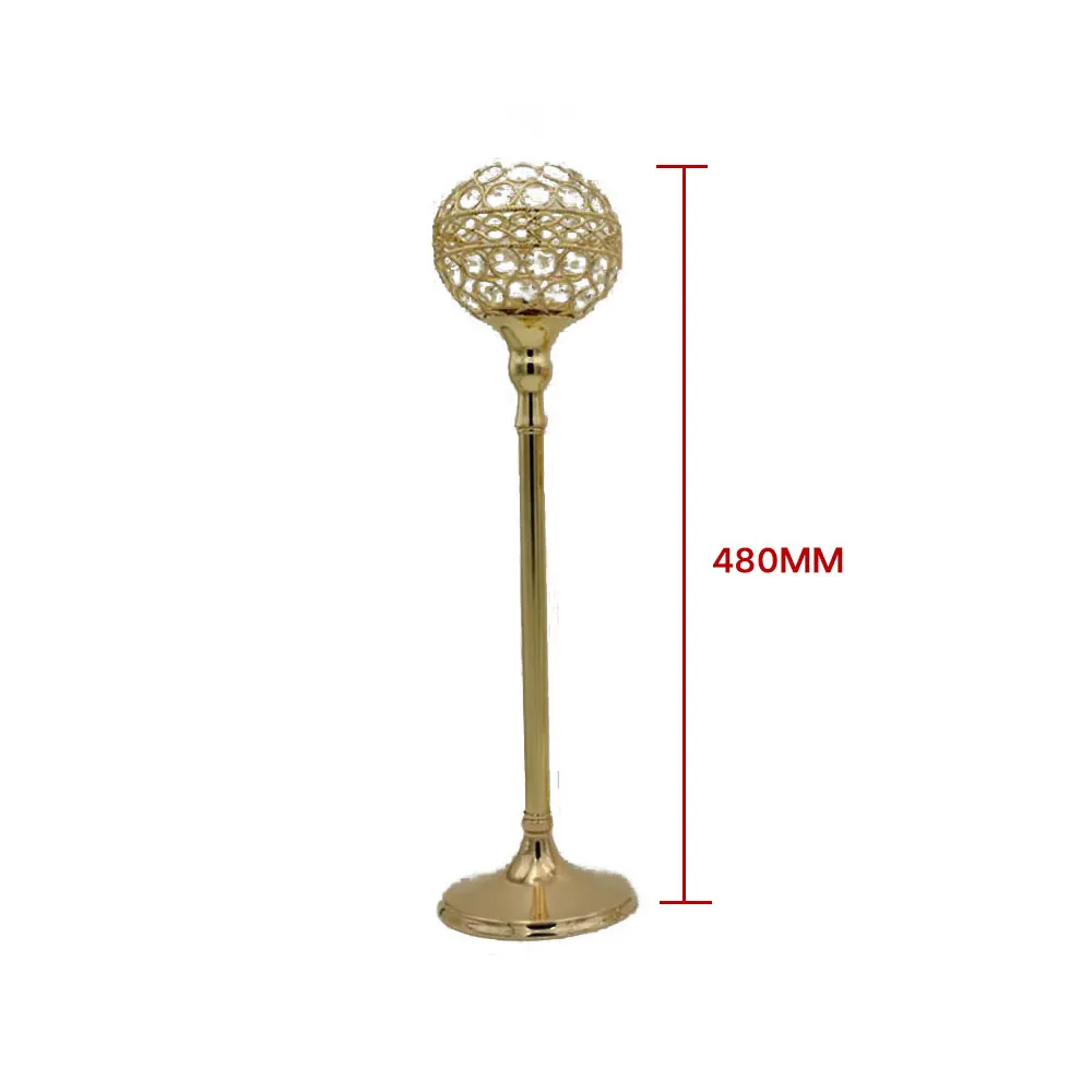 480mm Золотые прозрачные хрустальные подсвечники, шар, подсвечник, украшения, центральные украшения, бонусные свечи, фонарь, канделябр, нежный - Цвет: 480mm