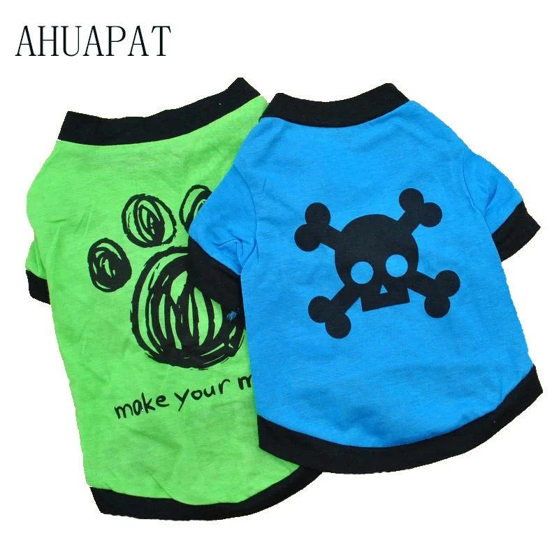 

Одежда для собак, летние товары 2018, футболка для питомцев Katten Kleding, удобная мягкая дышащая Байкерская майка, camiseta calavera E