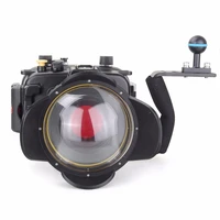 meikon 40m130ft underwater diving camera housing case for canon g5x 67mm fisheye lensaluminium diving handle67mm red filter