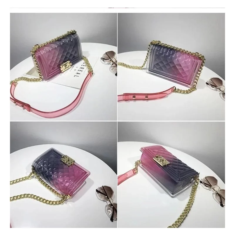 Печатные буквы ПВХ Желе роскошный бренд цепи Прозрачные Высокие уличные женские