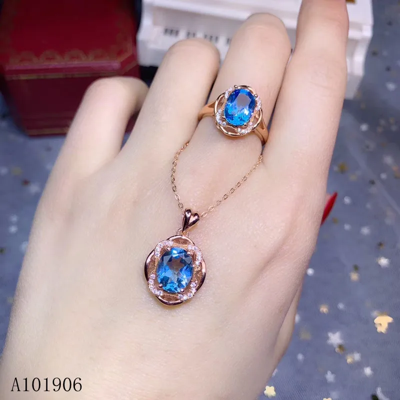 

Цепочка женская из серебра 925 пробы с топазом, подвеска и кольцо