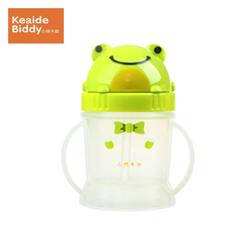 

shatter-proof carton spill-proof heat-resistant straw handle 240ml water bottle learning drink sippy baby cup on sale KD3310