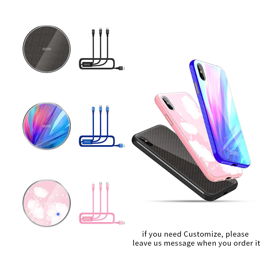 Nillkin Fortune Подарочный пакет Qi беспроводной зарядный коврик + 3 в 1 USB кабель чехол для