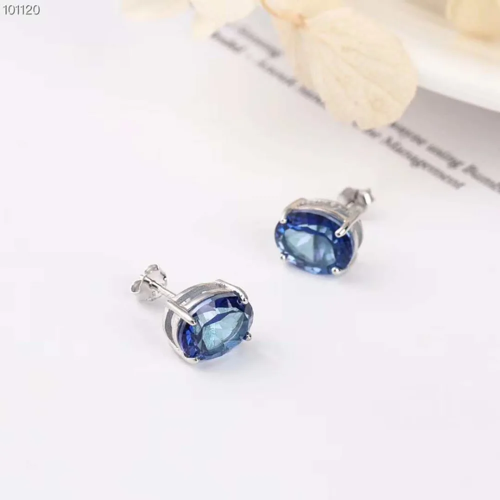 Ladies Natural Blue Topaz Rings Stone Earrings 925 Sterling Silver 2018 New Jewelry Light Luxury Simple Wedding Gift | Украшения и