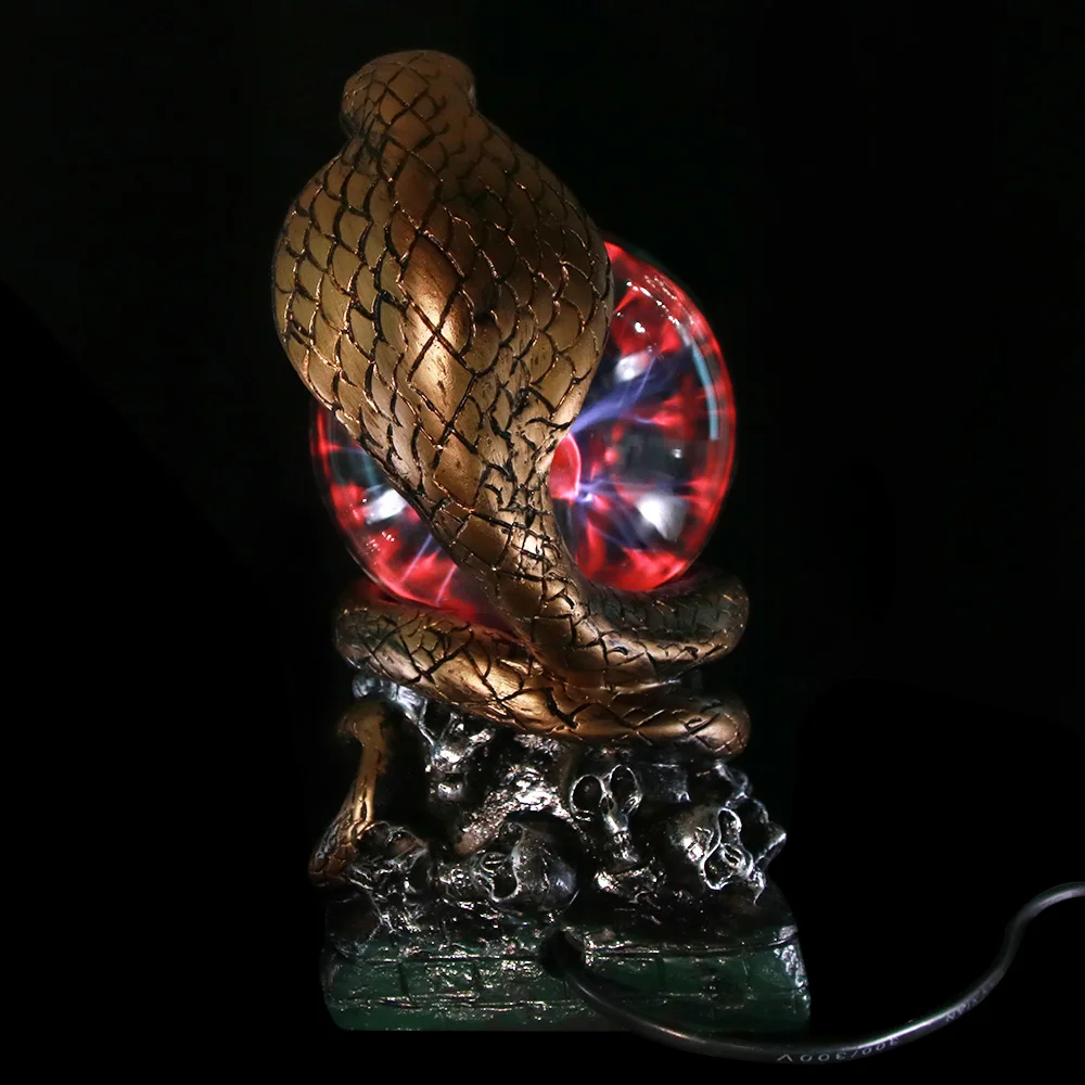 Статуэтка из смолы Cobra Snake on a Skull статуэтка шар плазменного шара Lightning Touch