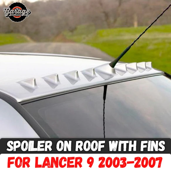 Спойлер на крыше с плавниками для Mitsubishi Lancer 9 2003-2007 ABS пластик навес Аэро крыло литье украшения Тюнинг автомобиля Стайлинг