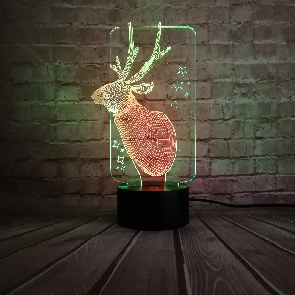 Прекрасная фея 3D Рождественский олень Иллюзия спальня офис домашний стол настольная лампа Декор Детские ночные светильники праздничные подарки