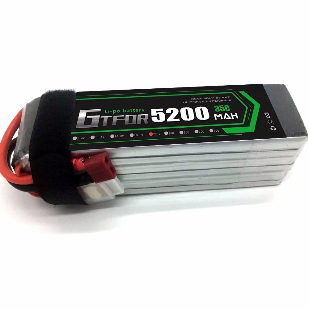 

GTFDR RC LiPo battery 6S 5200mah 35C 22.2V Li-Po Batteria 6S for RC Model Aircrft Quadrotor Airplane Helicopter Drone AKKU