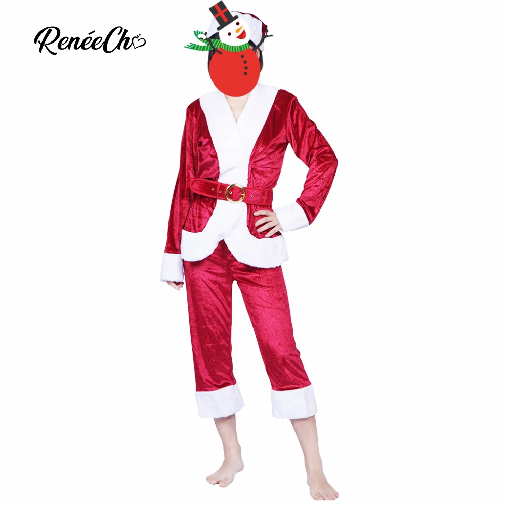 Reneecho 2018 Рождественский костюм для женщин Miss Mrs Santa Claus взрослых вельветовое пальто