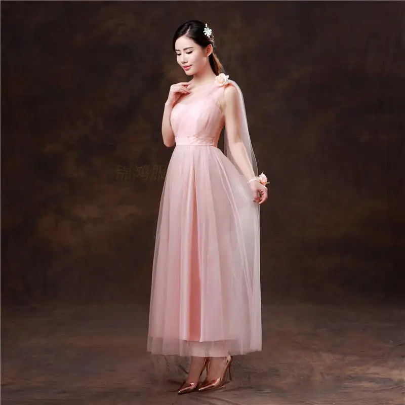 2018 длинное бирюзовое платье для подружки неветы короткое на одно плечо с