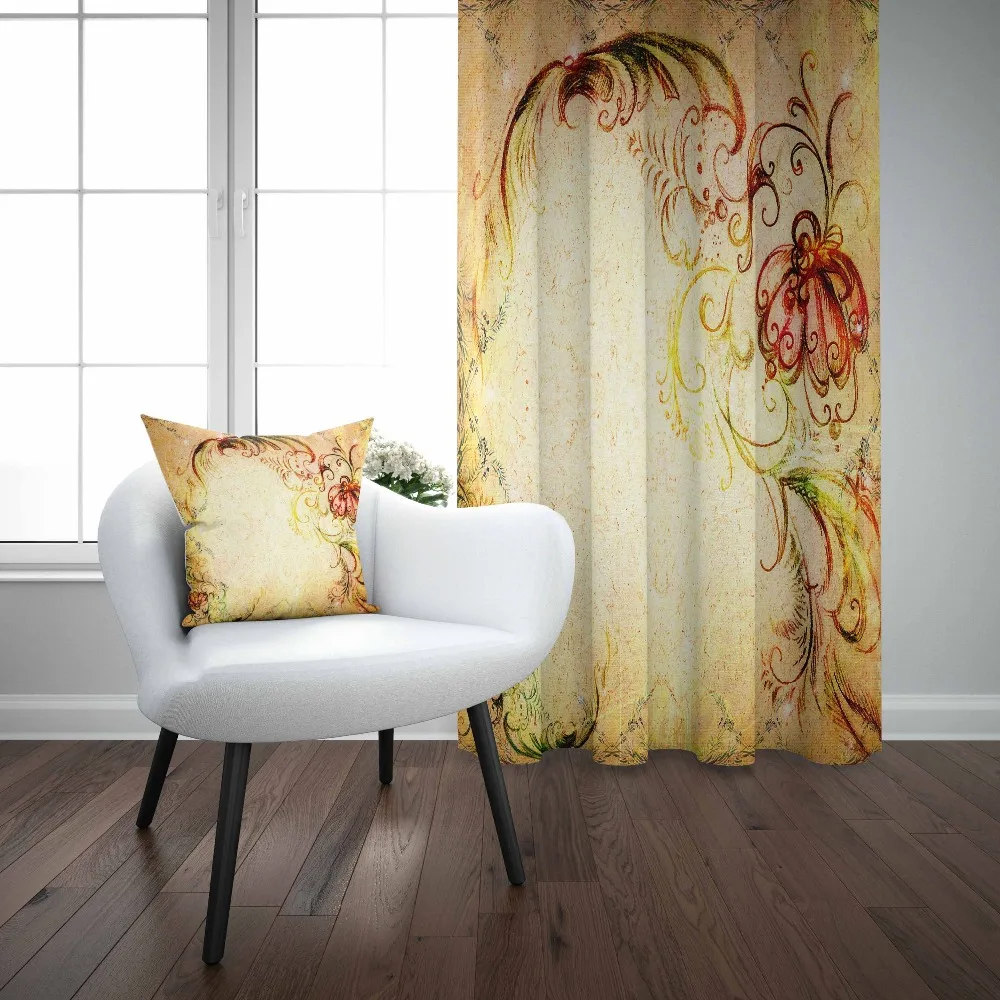 Еще коричневого желтого цветов пуфик Винтаж цветочный цветок розы 3D принт