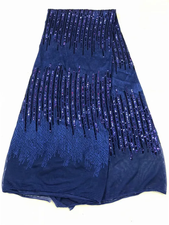 2018 latest pink sequins french lace fabric high quality nigerian tulle for luxury evening dresses Royal Blue black | Дом и сад