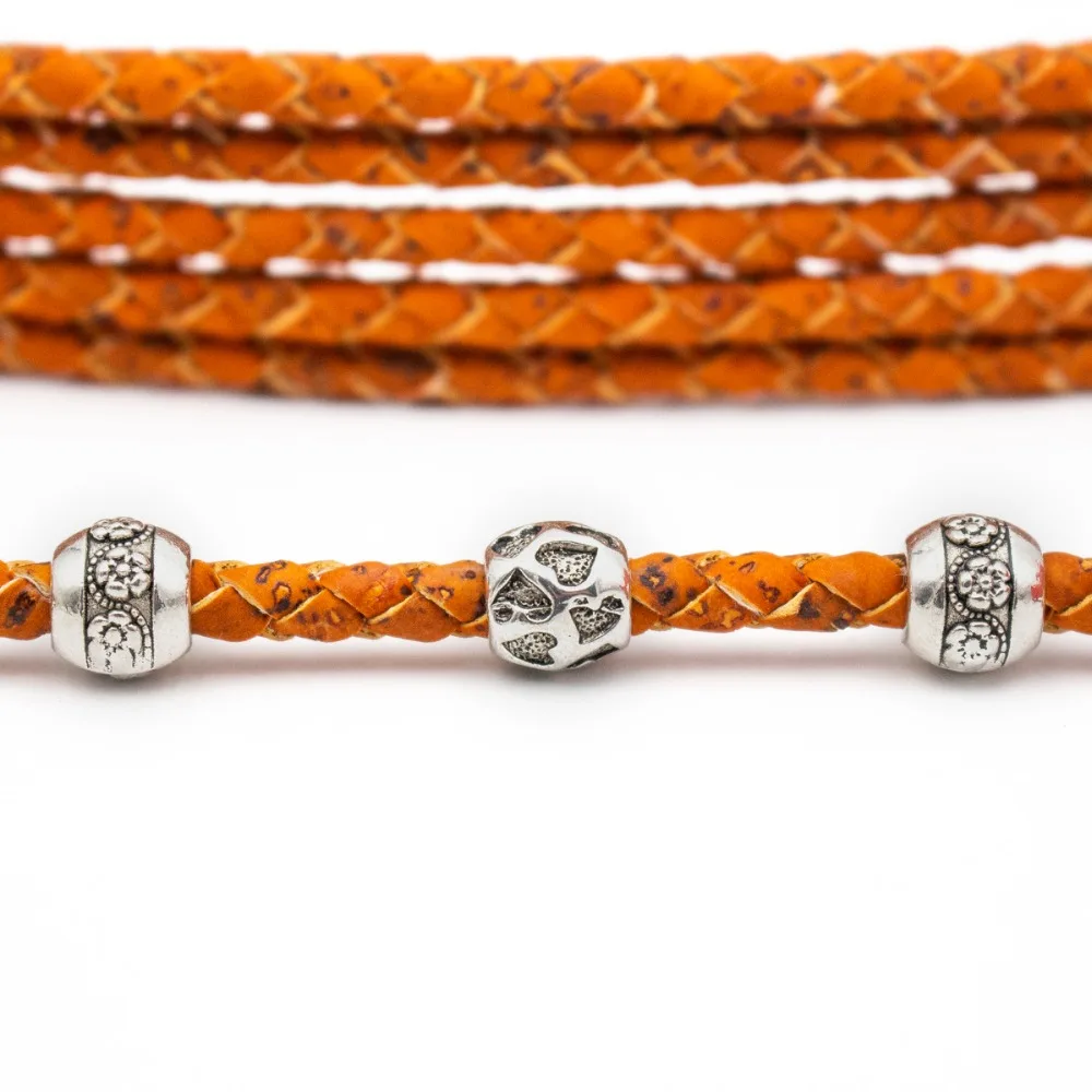 

5mm Braided Orange round cork cord Portuguese cork Jewelry supplies Findings cord vegan Cork Cord COR-382