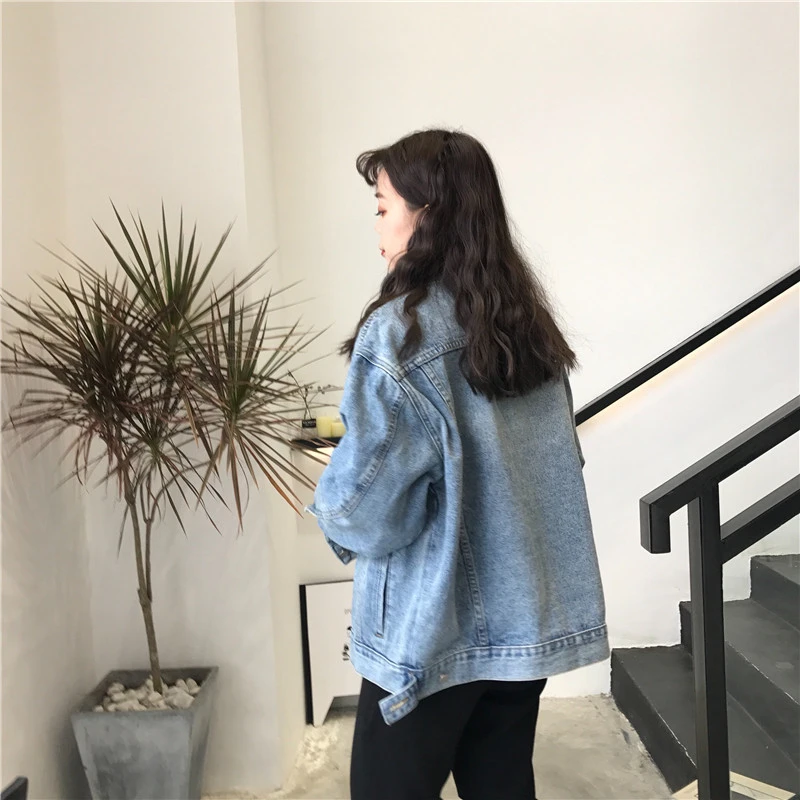 

2018 Spring and Autumn New Plus Size Fashion Women Loose Casual Vintage Long Sleeve Student style Female Wild Denim Jacket L0007