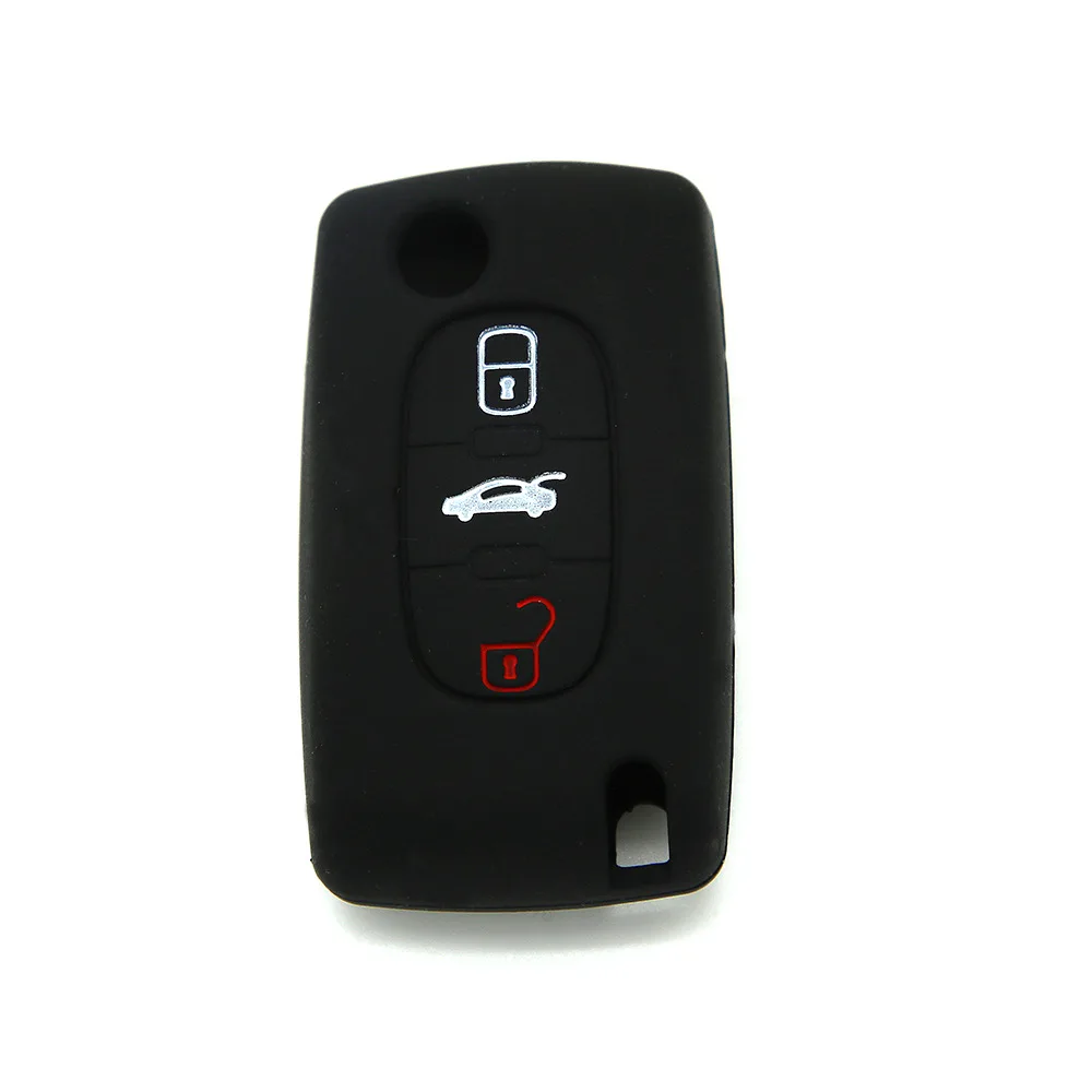 2 пуговицы силиконовый чехол автомобиль ключ для PEUGEOT 207 307 308 407 408 Citroen C3 C4 C4L C5 C6