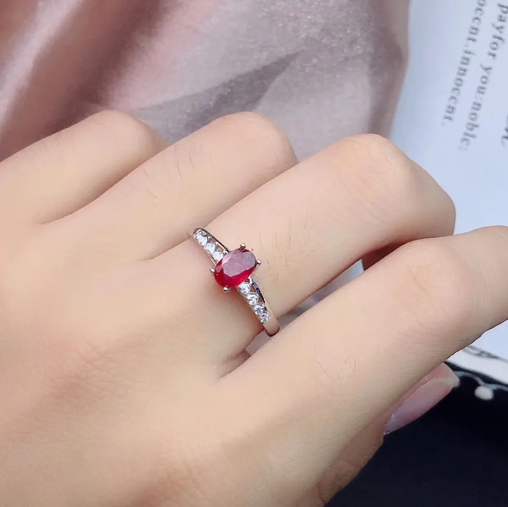 KJJEAXCMY boutique jewelry 925 sterling silver inlaid natural ruby female ring pendant necklace earrings set support review new