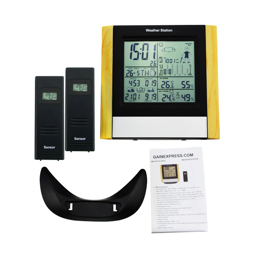 Цифровая метеостанция с 2 беспроводными датчиками WWVB DCF радиоуправлением