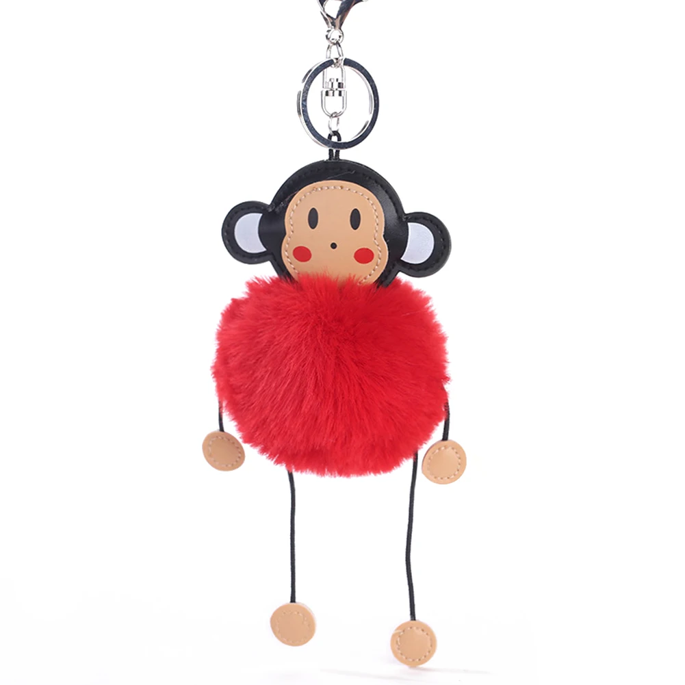 Милый мультфильм обезьяна искусственный Мех животных пушистый комочек брелок