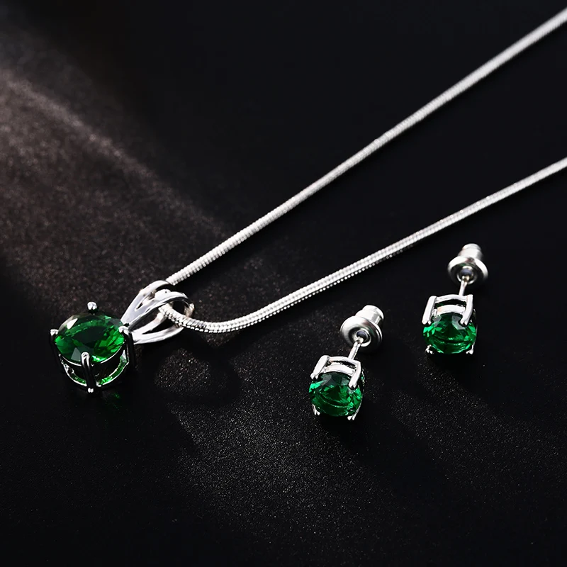 Комплект ювелирных украшений CARSINEL CZ: серьги и ожерелье на серебристой змеевой цепочке для свадебных и помолвочных церемоний оптом.