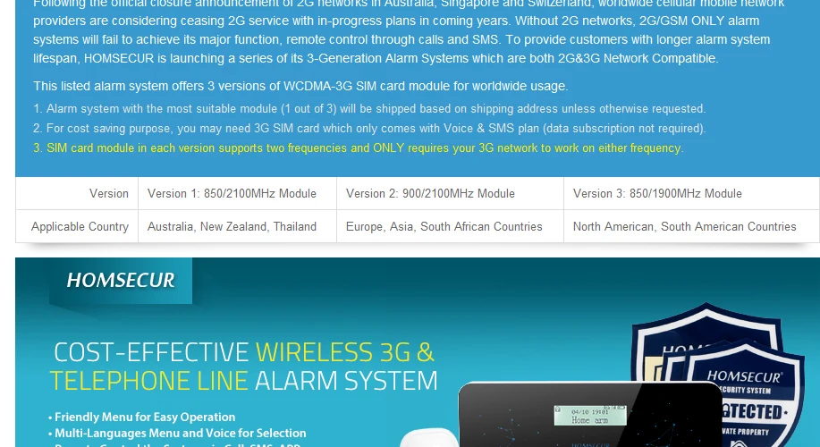 Homsecur беспроводный 3g/WCDMA RFID охранной сигнализации Системы+ красная вспышка Сирена LC03-3g