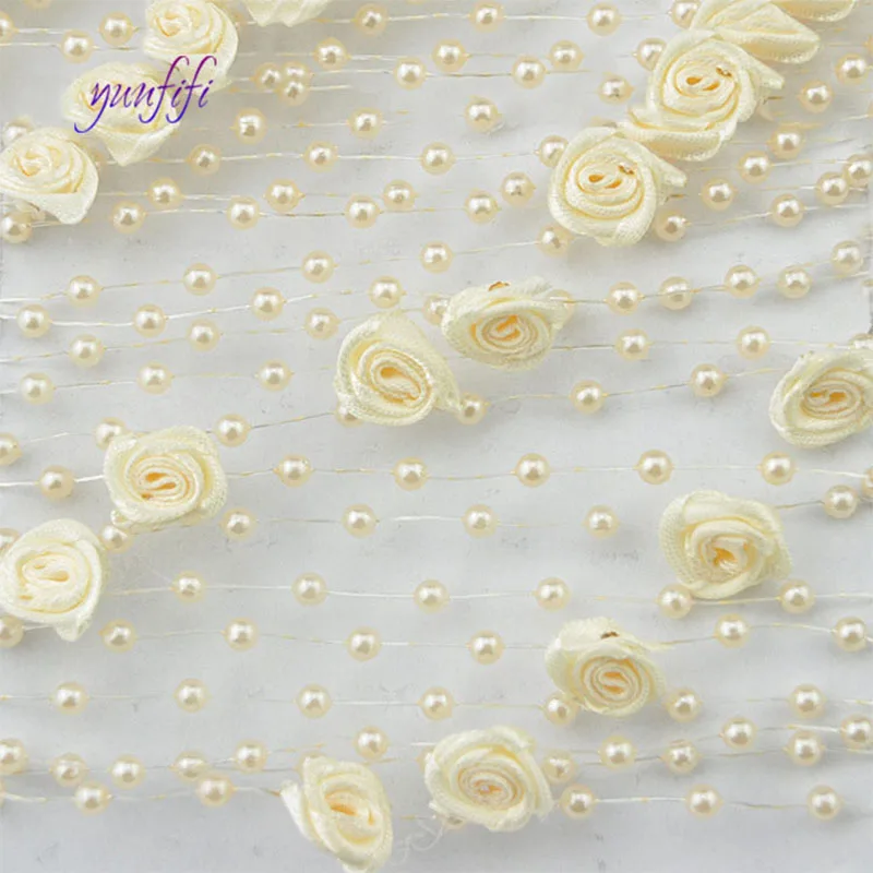 

Жемчуг DIY цветок розы шелковые искусственные лозы для дома свадьбы детей леска гирлянда украшения 5 м/уп.