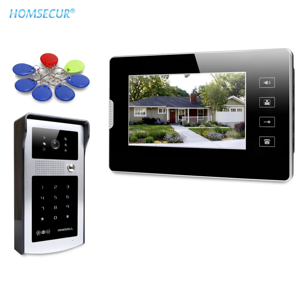 HOMSECUR 7 дюймовый видеодомофон с сенсорной панелью монитора для квартиры XC004 S +