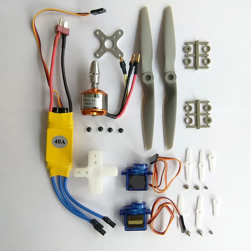 Мотор бесщеточный с фиксированным крылом 2212 2450KV + 40A ESC 6040 propeller SG90 Servo моторное