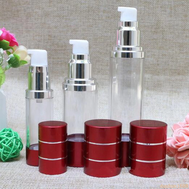 

200pcs 15ml 30ml 50ml Wine red Makeup Maquiagem Liquid Empty Airless Plastic Bottles Travel Container Cosmetic Packaging #2131
