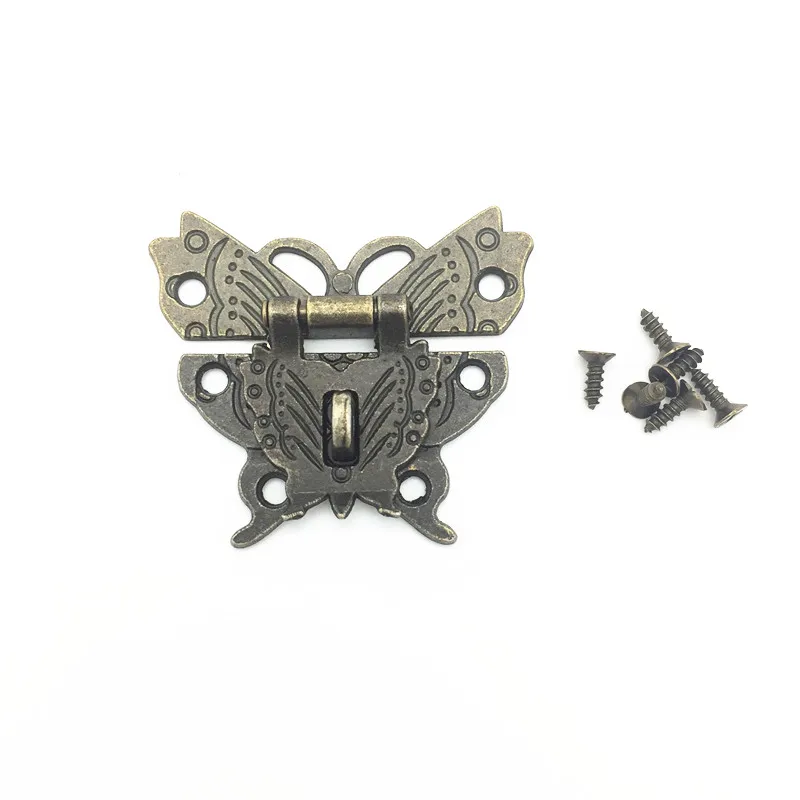 10PCS Butterfly Design Antique Bronze Hasp Latch Jewelry Wooden Box Lock Cabinet Buckle Case Locks Handle Hardware 50*43mm | Обустройство