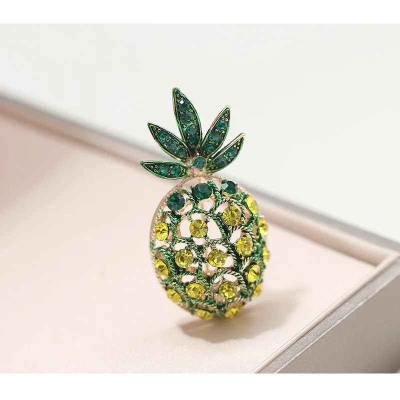 YANYI New Arrival Fruit Design Pineapple Brooch with Rhinestone Band and Green Enamel Leaf for Women Girls Holiday Gift | Украшения и