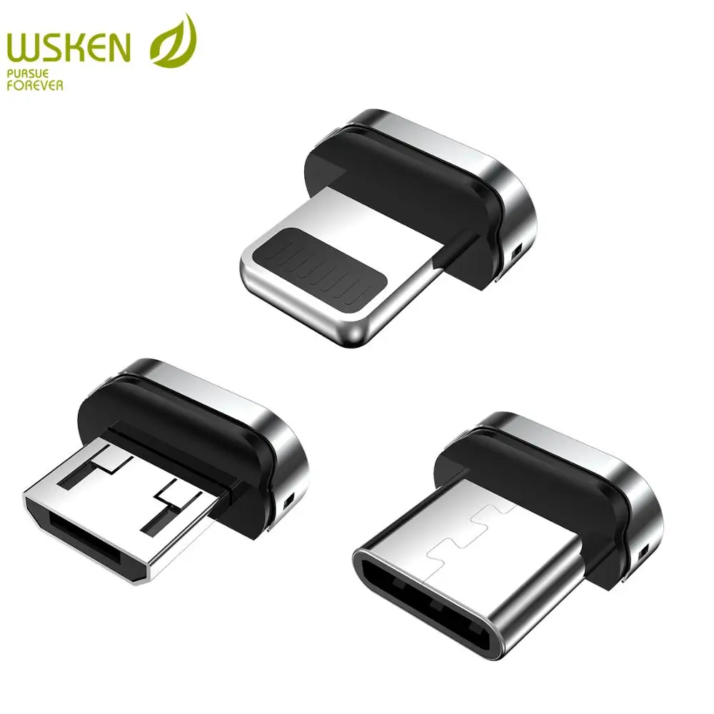 WSKEN Магнитный штекер для магнитного кабеля usb type C Micro USB кабель для iPhone Магнитный зарядный провод для USB C кабель(без провода