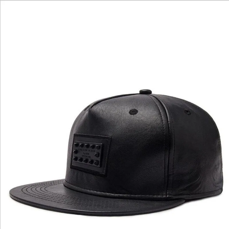 Seioum 2018 черная бейсболка из искусственной кожи плоская кепка Snapback хип хоп