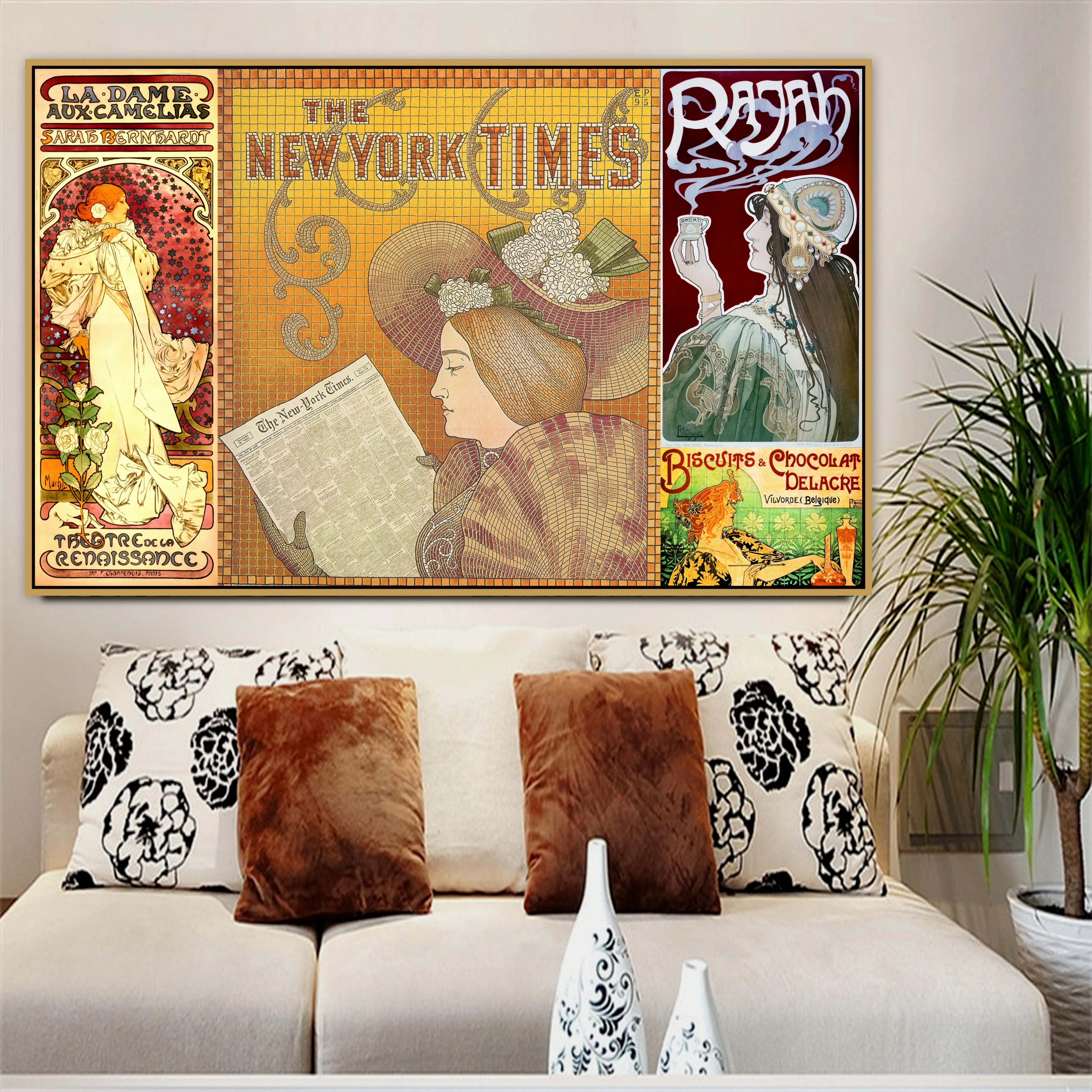 Нью-Йорк Таймс старый ретро реклама винтажные постеры мотив фотоколлаж холст