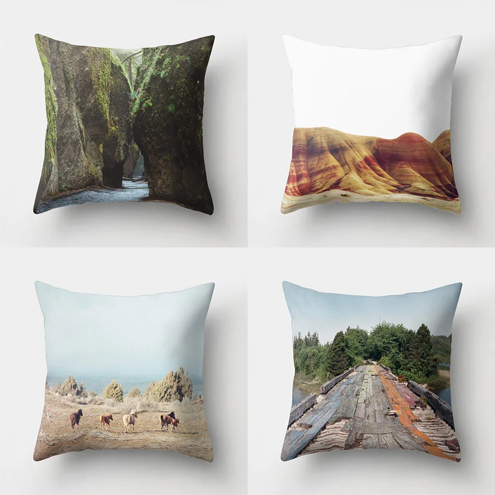 Лес горы печати Наволочки кровать талии кафе Главная|pillow case bed|printed pillow casepillow |
