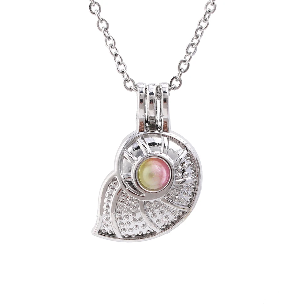 1 шт. Посеребренная Подвеска в виде клетки с морским раковиной и жемчугом