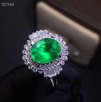 kjjeaxcmy fine jewelry 925 silver inlaid natural emerald girl ring support detection