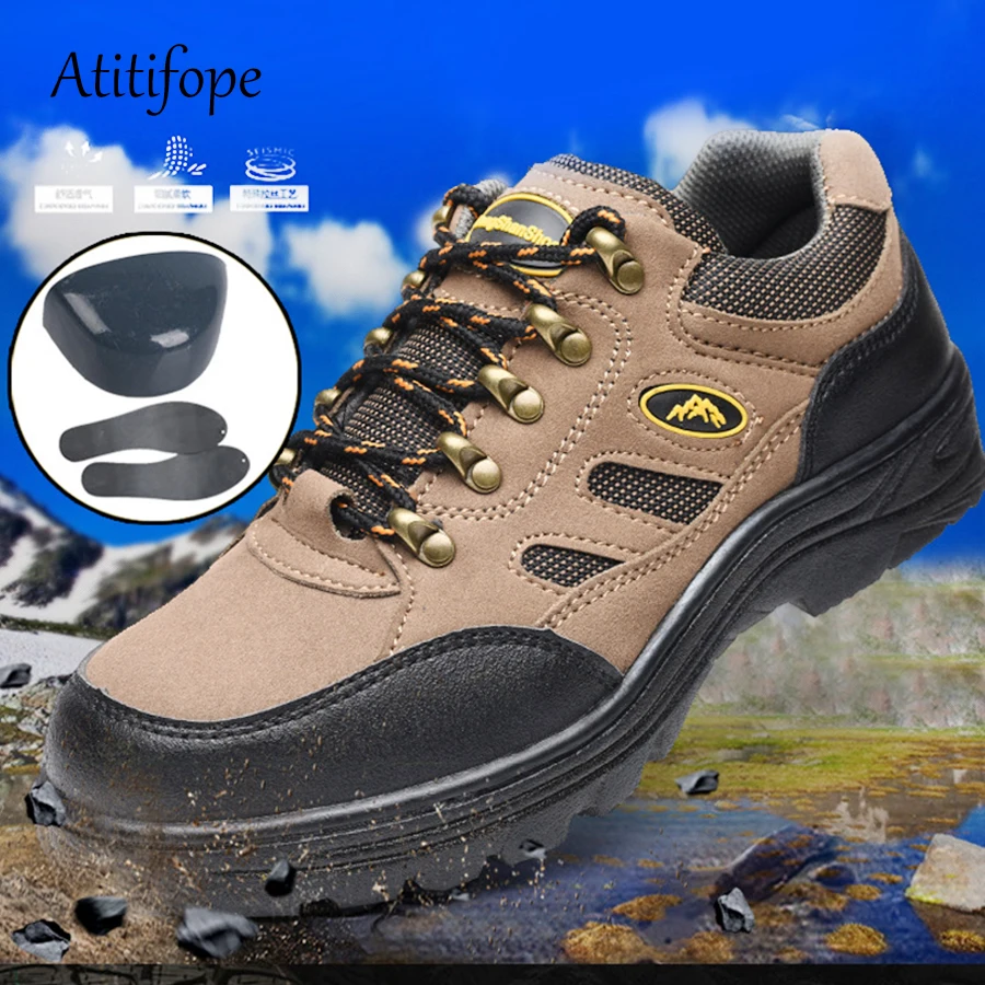 

Men's safety shoes farm work travelling hiking shoes anti-puncture anti-smashing work shoes anti-slip outside shoes