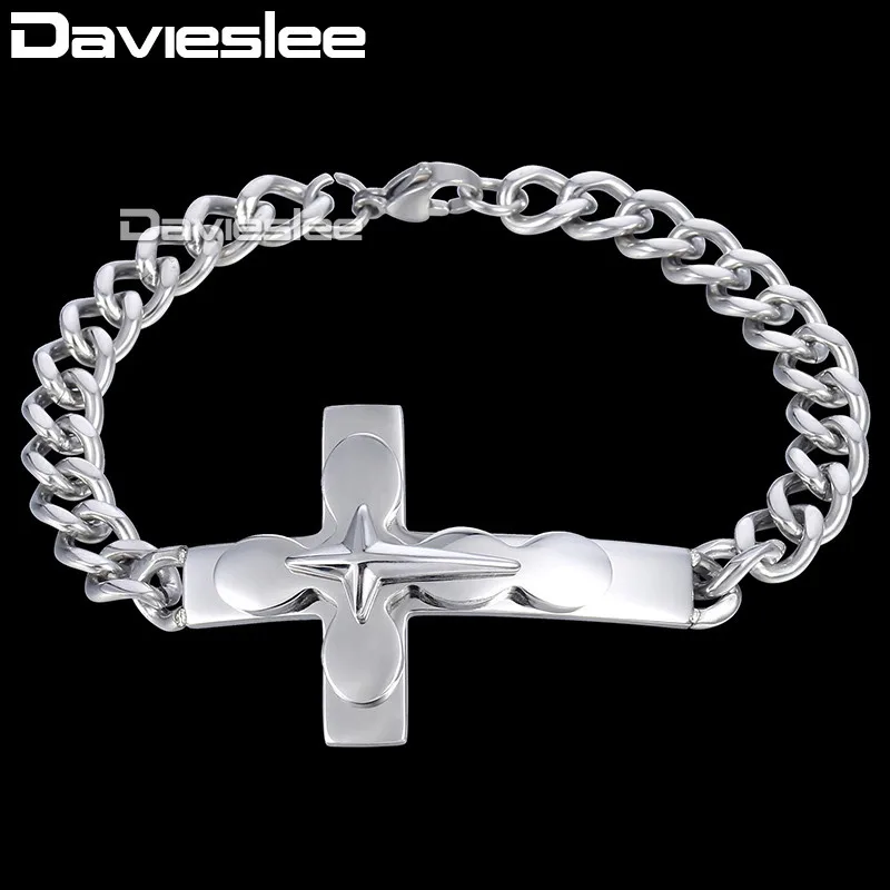 Davieslee 3-слойный крестообразный браслет для мальчиков Мужская цепочка кубинское