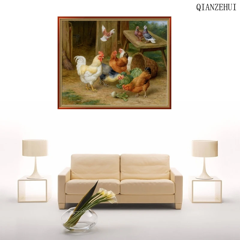 QIANZEHUI DIY Rhinestone plastic crafts diamond painting Rooster animal series full embroidery | Дом и сад