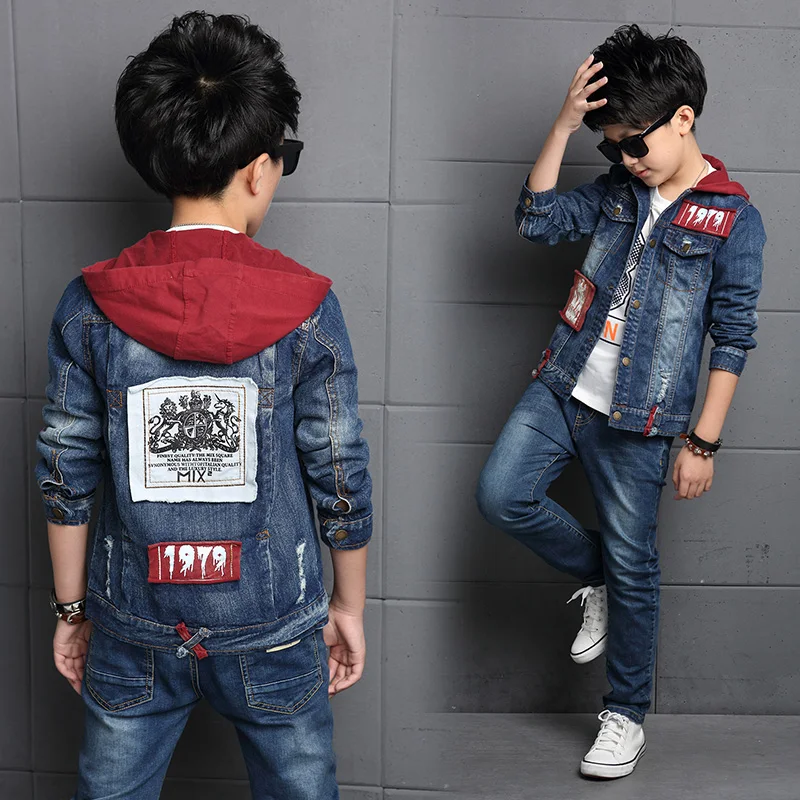 Весенняя модная куртка для мальчиков джинсовые куртки для мальчиков, верхняя одежда, пальто детская повседневная одежда для мальчиков джинсовые пальто Джинсовая куртка для мальчиков