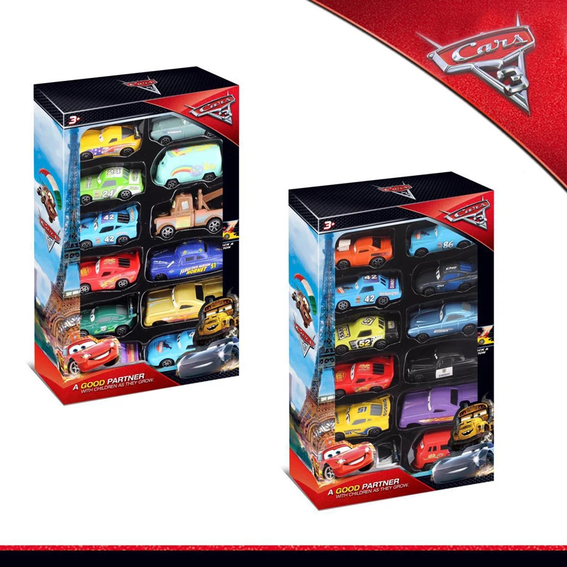 12 шт./компл. Disney Pixar Машинки 3 Lightning McQueen черный Storm Jackson Mater 1:55 пластиковые модели
