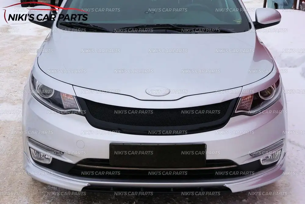 Клыки и центральная вставка для Kia Rio III 2015-2017 на передний бампер АБС-пластик