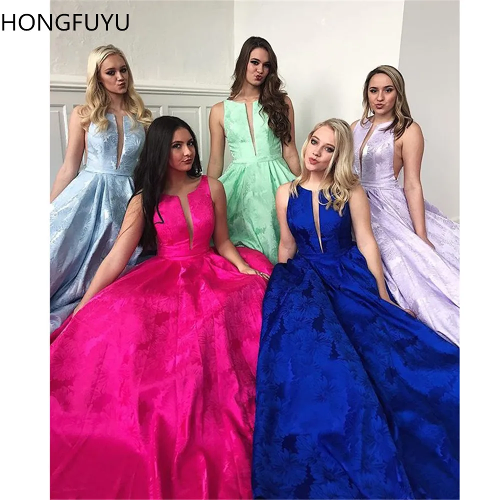 HONGFUYU атласные Выпускные платья бальное платье с вырезами лиф Цветочная